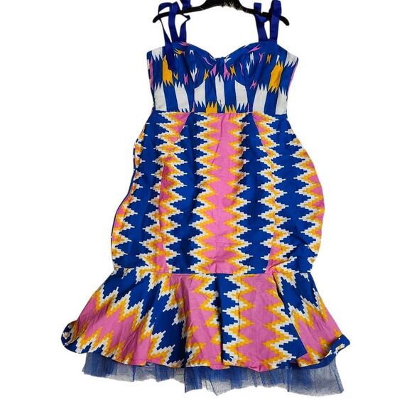 True Fond Akai Kente Dress African Mermaid‎ Gown Traditional Wedding Gown Sz Lg - Picture 10 of 11
